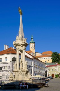 Market square with town hall, Pomona Fountain and Trinity Column, St Wenceslas Church, Old Town,