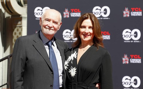 James Bond 60th anniversary celebration. Producers Michael G. Wilson and Barbara Broccoli place