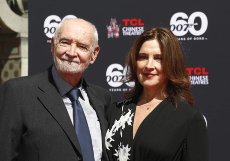 James Bond 60th anniversary celebration. Producers Michael G. Wilson and Barbara Broccoli place