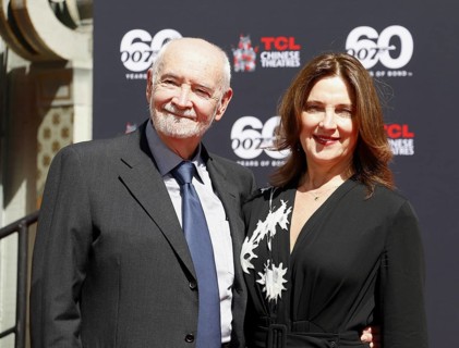 James Bond 60th anniversary celebration. Producers Michael G. Wilson and Barbara Broccoli place
