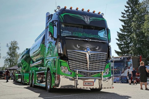 PORVOO, FINLAND, JULY 2, 2016: Super truck Mercedes-Benz Actros 2551 Highway Hero owned by Kuljetus