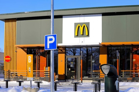 McDonalds fast food restaurant in Salo, Finland. March 12, 2023. McDonald's is the world's largest