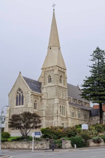 St Luke's Anglican Church on an overcast day, Oamaru, South Island, New Zealand, Oceania