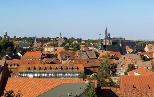 Panorama of Quedlinburg, Germany. Quedlinburg is a town located north of the Harz mountains. In