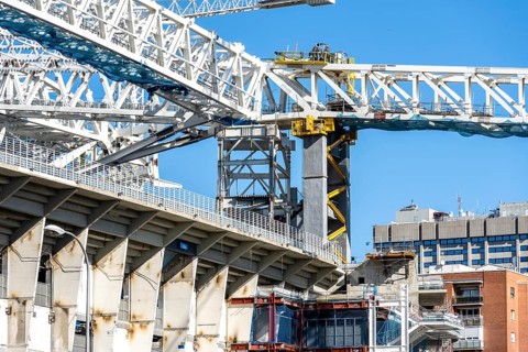Madrid, Spain, September 12, 2021: Santiago Bernabeu Real Madrid Stadium under renovation.