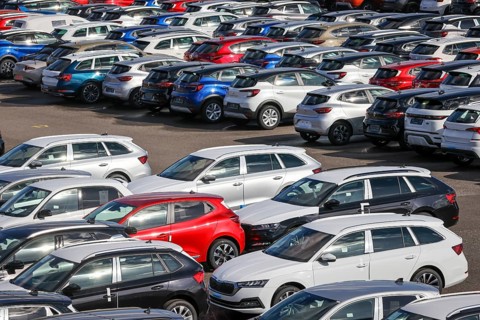 Duisburg, North Rhine-Westphalia, Germany, new cars, transhipment centre, car terminal in Duisburg