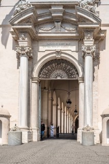 Rome, Italy, August 18, 2016: Soldiers guarding the door of The Quirinal Palace a sunny summer day.