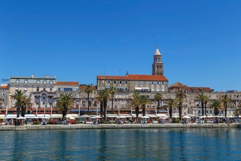 Historical embankment of the Adriatic Sea in Split, Croatia, Europe