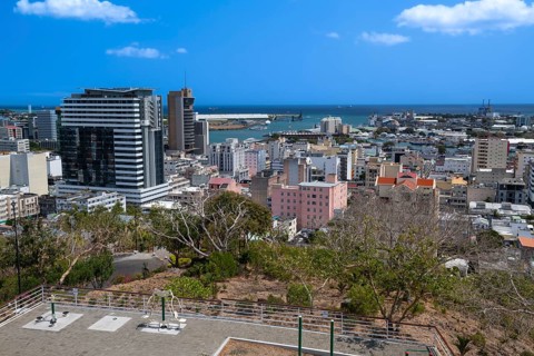 View, View from Fort Adelaide Citadel over Port Louis, Indian Ocean, Island, Mauritius, Africa