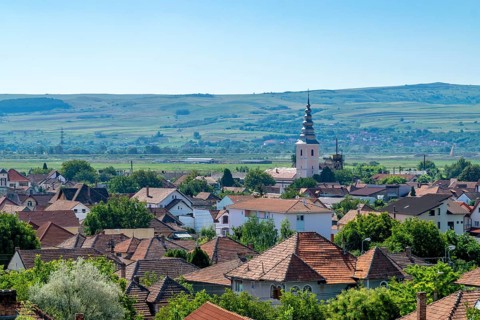 Alba Iulia Church viewed from Alba Iulia Citadel, Romania, Europe