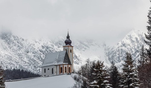 Church, winter landscape, Hochkönig, Pinzgau