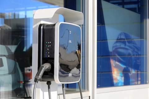 DEFA charger for electric vehicles with two outlets. Salo, Finland. March 12, 2023