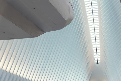 New York City, USA, June 24, 2018: Interior view of World Trade Center Transportation Hub or Oculus