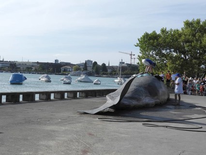 Switzerland: A stranded whale lies on the shore of Lake Zurich. A campaign by the IWA