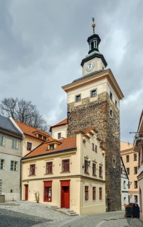Black tower was part of lower castle in Loket, Czech republic