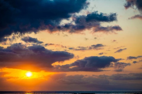 Sunset, Flic en Flac Beach, beach, west coast, Indian Ocean, island, Mauritius, Africa