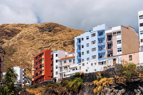 Colorful houses over the harbour in Santa Cruz de la Palma, Canary Islands, Spain, Europe