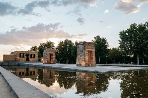 Madrid, Spain, September 27, 2014: Sunset on Temple of Debod. Temple of Debod. It is an Egyptian