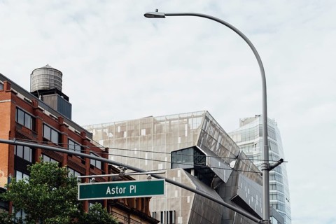New York City, USA, June 20, 2018: Cityscape of Manhattan at Astor Place with Cooper Square