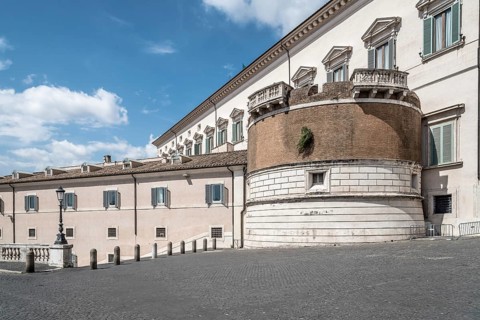 Rome, Italy, August 18, 2016: The Quirinal Palace a sunny summer day. It is a historic building in