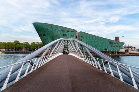 Amsterdam, Netherlands, May 6, 2022: The Nemo Museum of Science, designed by Renzo Piano architect.