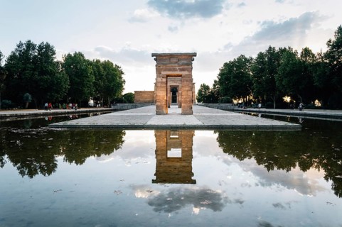 Madrid, Spain, September 27, 2014: Sunset on Temple of Debod. Temple of Debod. It is an Egyptian
