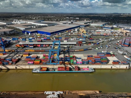 Duisburg, North Rhine-Westphalia, Germany, Port of Duisburg, container port, duisport logport, two
