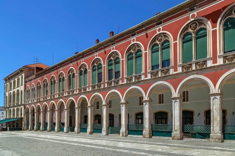 Colonnade resembling Venetians on Republic Square, Split, Croatia, Europe