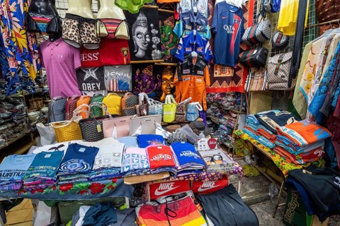 Souvenir stand, old town, Port Louis, Indian Ocean, island, Mauritius, Africa