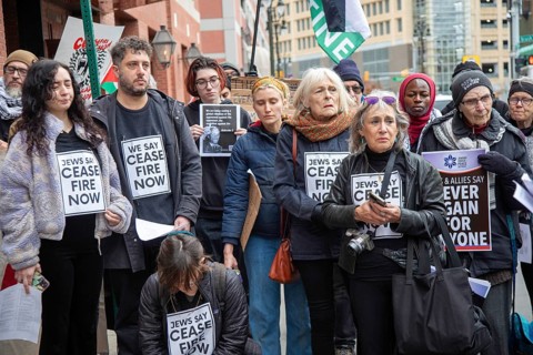 Detroit, Michigan USA, 7 November 2023, Members and supporters of Jewish Voice for Peace held a