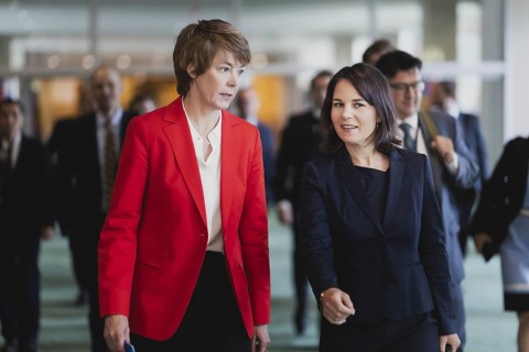 (R-L) Annalena Bärbock (Bündnis 90 Die Grünen), Federal Minister for Foreign Affairs, and Ute