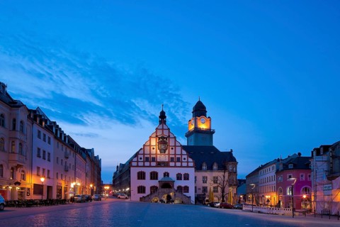 Plauen market square with town hall