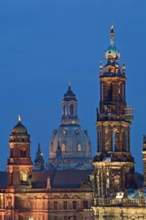 Dresden Old Town, view of Ständehaus, Church of Our Lady and Hofkirche