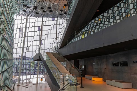 Harpa Concert Hall and Congress Centre, interior view, artistic modern architecture, Reykjavik,