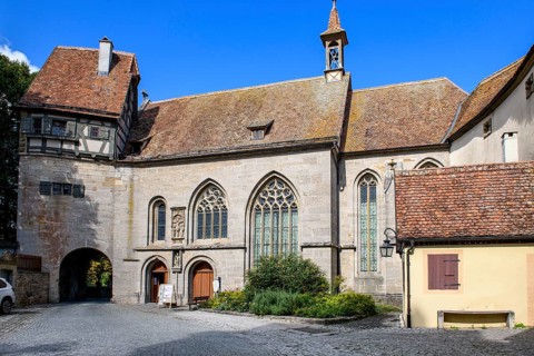 Historic fortified church fortified church of St. Wolfgang, Rothenburg ob der Tauber, Bavaria,