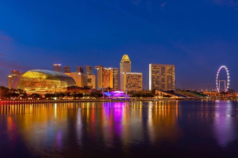Singapore cityscape skyline night panorama