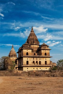 India tourist landmark, royal cenotaphs of Orchha. Orchha, Madhya Pradesh, India, Asia