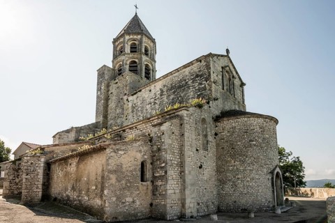 Romanesque church of St-Michel, La Garde-Adhémar, Plus beaux villages de France, Département Drôme,