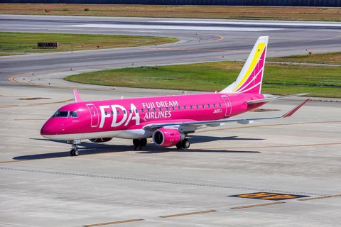 Fuji Dream Airlines FDA Embraer 175 aircraft with registration JA15FJ at Kobe Airport (UKB) in