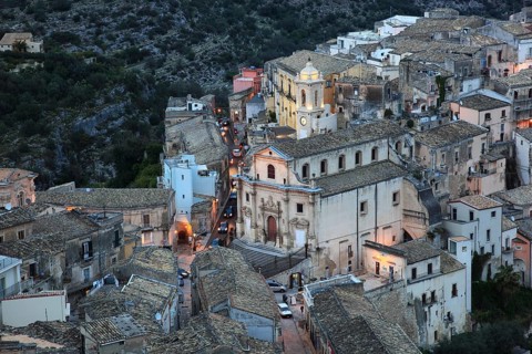 City of Ragusa, view of the houses and the church Anime del Purgatorio, Chiesa della Anime Sante