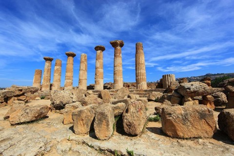 In the Parco Valle dei Templi di Agrigento, Unesco World Heritage Site, remains of the ancient city