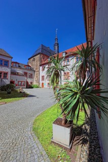 Inner courtyard of Himmelkron Monastery, Kulmbach district, Upper Franconia, Bavaria, Germany,