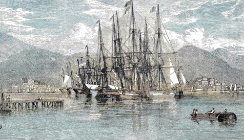 Port of St. Thomas in 1869, Antilles Island Saint Thomas, American Virgin Islands, Port of St.