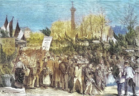 Ham Market on Boulevard Bourdon, 1869, Paris, France, Historic, digitally restored reproduction of