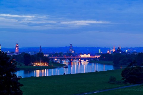 Dresden silhouette in the evening