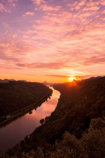 DEU Saxony Bad Schandau Sunset at the Kleine Bastei in the Schrammstein area