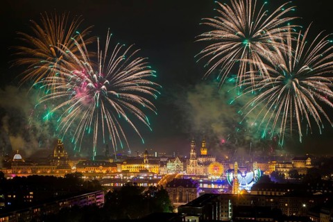 Fireworks over the Old Town of Dresden