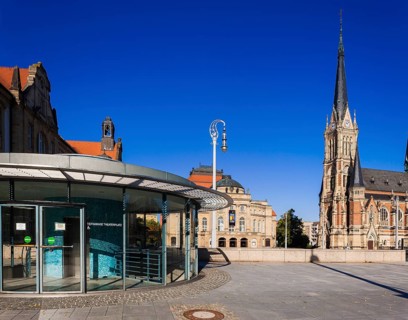 The Theatre Square in Chemnitz is located on the Street of Nations near the main railway station.
