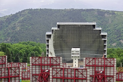 The solar furnace, Four solaire d'Odeillo at Odeillo in the Pyrénées-Orientales, Pyrenees, France,