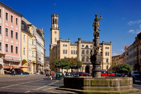 Town Hall with Mars Fountain Nationally significant early historicist building, built between 1840